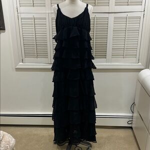 Romeo and Juliet Couture Elegant Black Tiered Evening Dress